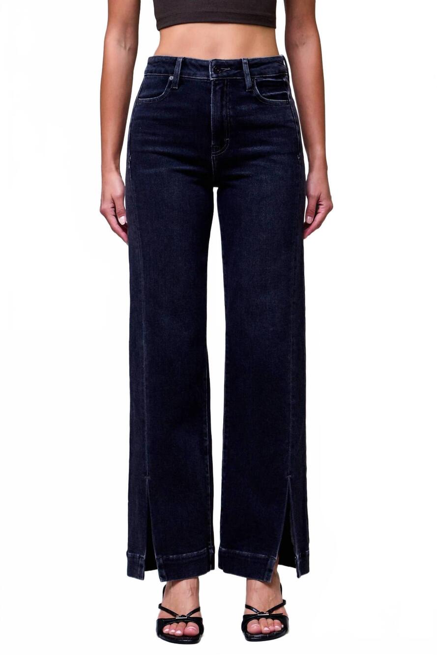 NEW HIDDEN women's ella high rise straight leg jeans in charcoal black
